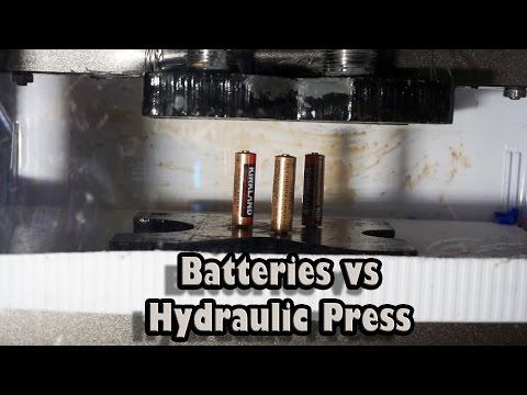 Batteries Crushed By Hydraulic Press