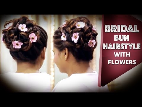 Bridal Hairstyle Tutorial with Flowers | Anushka Sharma Inspired Hairdo Bun | Easy Hair Bun Tutorial