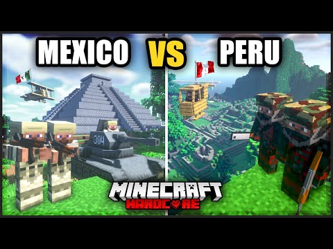 100 players SIMULATE A WAR between MEXICO and PERU in Minecraft Hardcore!!