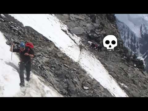 Crossing "The Death couloir" and avoiding rockfall while descending from Mt Blanc #mountains #alpine