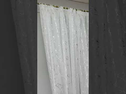 Тюль батист с рисунком готов на ленте 150 см высота по выбору белый с серебром (TY31-150) - фото 1 - id-p2905035571