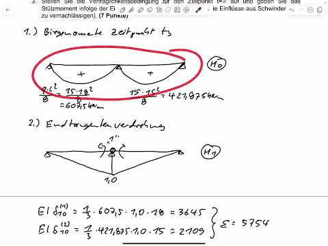 Aufg. 17 – Schnittgrößenumlagerung infolge Kriechen (Klausur SoSe 2024)