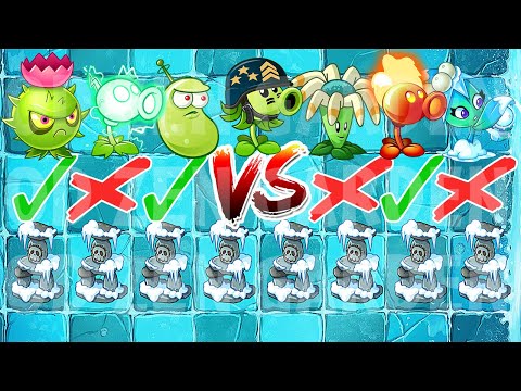 PVZ 2 Caveman Gravestone - All Plant Power Up Vs Frostbite Cave Gravestone