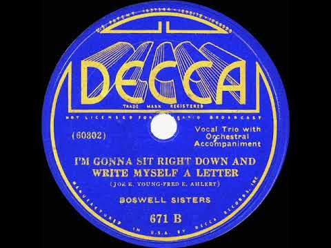 1936 HITS ARCHIVE: I’m Gonna Sit Right Down And Write Myself A Letter - Boswell Sisters