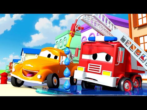 Tom der Abschleppwagen -  Franks beschädigter Schlauch - Lastwagen Zeichentrickfilme für Kinder 🚓 🚒