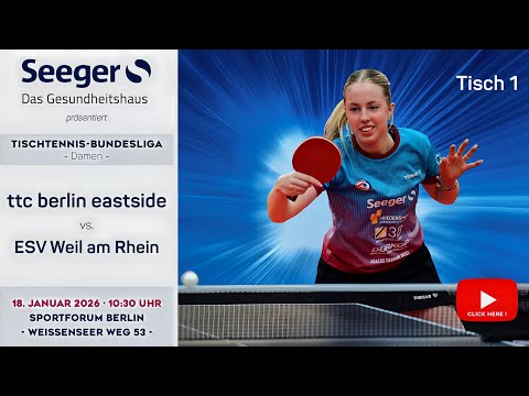 Re-Live | TISCH 1 | 1.Bundesliga Damen | ttc berlin eastside vs. ESV Weil am Rhein