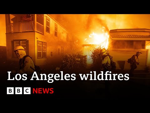 Video | LIVE: Los Angeles wildfires force thousands to flee | BBC News