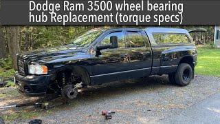 Dodge Ram dually front wheel bearing _ hub replacement (torque specs)