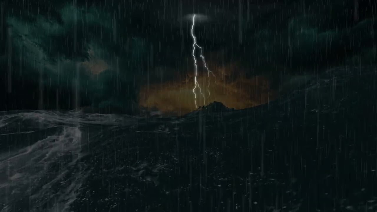 Storm at sea, heavy rain helps you sleep well after a tiring day at work