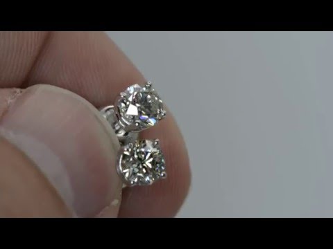 Natural Diamond Stud Earrings 14K White Gold 1.40 TCW Round Shape H/SI