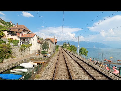 ★ 4K Führerstandsmitfahrt am Genfersee entlang, Allaman - Villeneuve, Schweiz [08.2020]