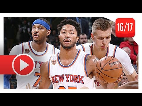 Kristaps Porzingis, Carmelo Anthony & Derrick Rose Full Highlights vs Bucks (2017.01.06) - TOO SICK!