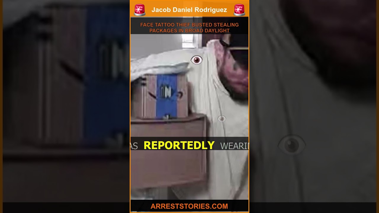 FACE TATTOO THIEF BUSTED STEALING PACKAGES IN BROAD DAYLIGHT