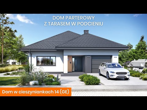 Dom w cieszyniankach 14 (GE) – Dom parterowy z tarasem w podcieniu - ARCHON+ Projekty Domów
