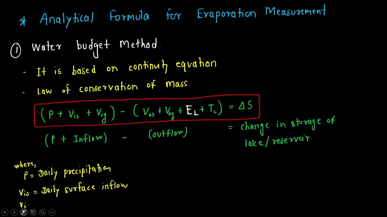 23. Analytical formula for Evaporation measurement || Water Resources engineering