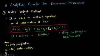 23. Analytical formula for Evaporation measurement || Water Resources engineering