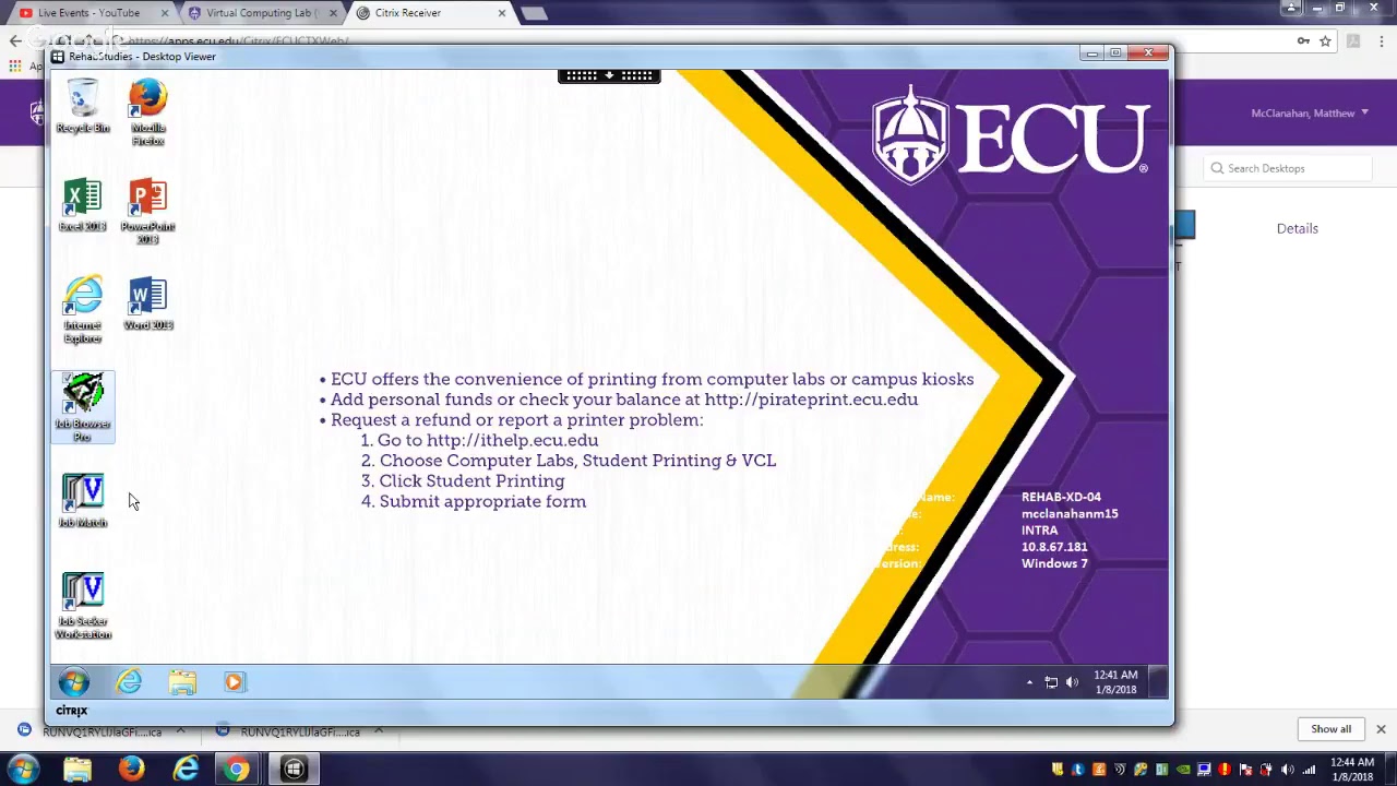 Virtual Computing Lab (VCL) instructions