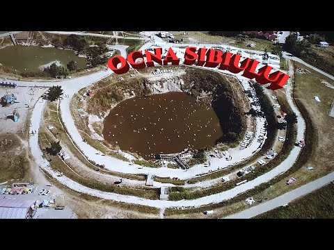 Natural salty lakes OCNA SIBIULUI, Romania. In 2X, Full HD. August 2020