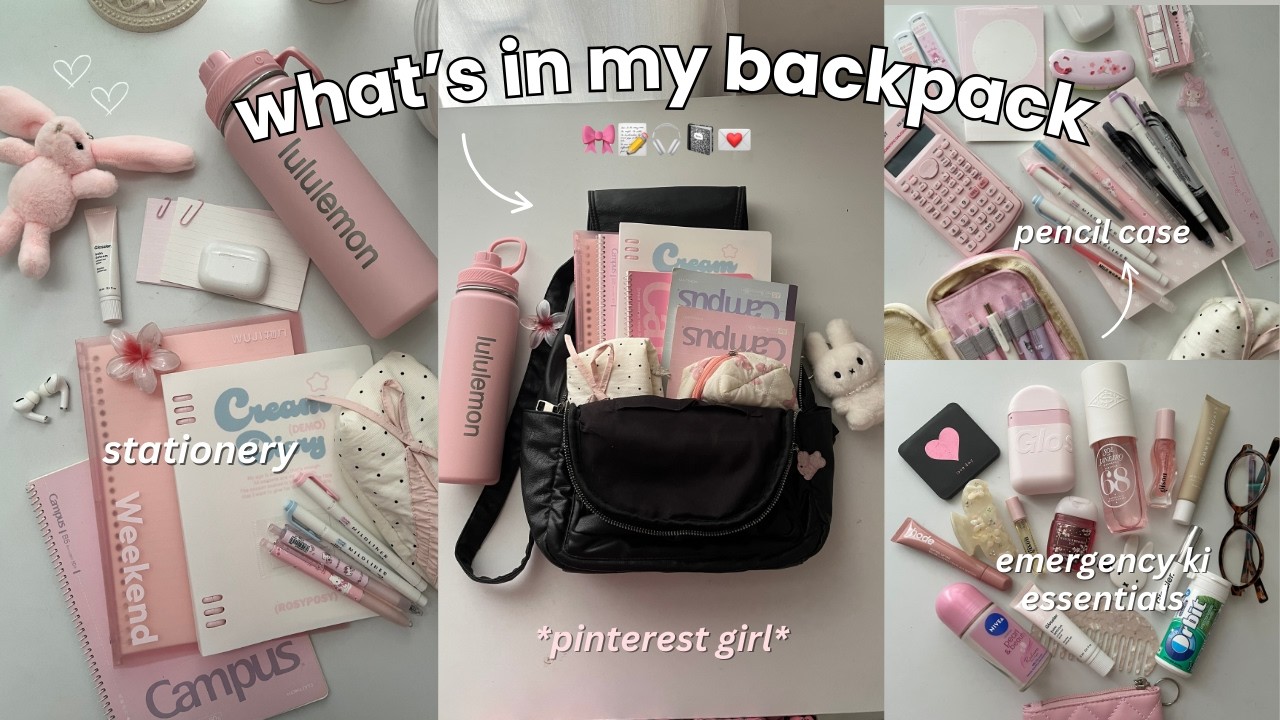 what's in my backpack 🎀📝📓 *2025* back to school, pinterest girl