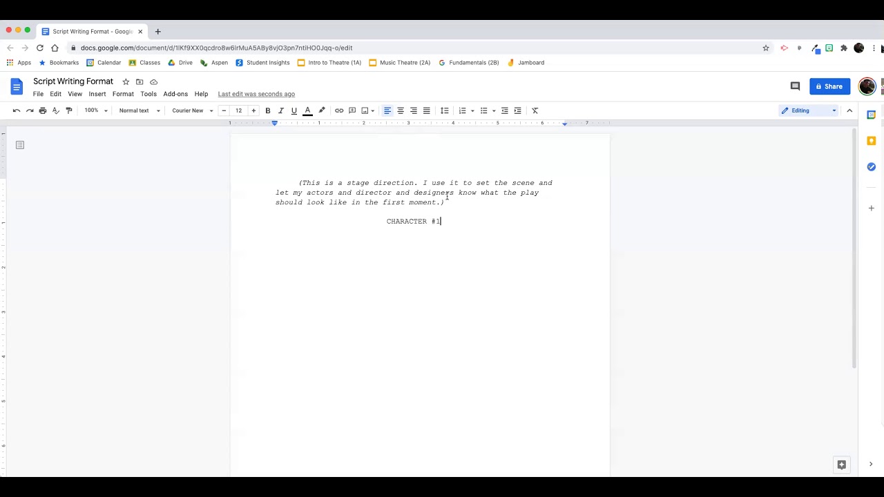 Playwriting Standard Manuscript Format