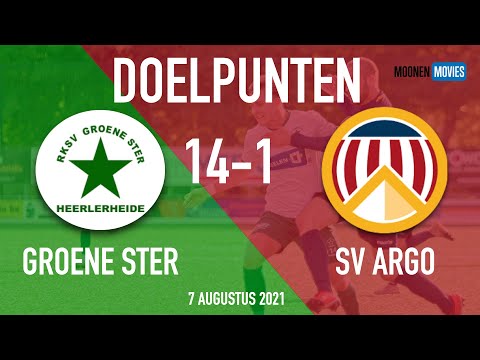 Doelpunten oefenwedstrijd Groene Ster-SV Argo (14-1) van zaterdag 07-08-2021