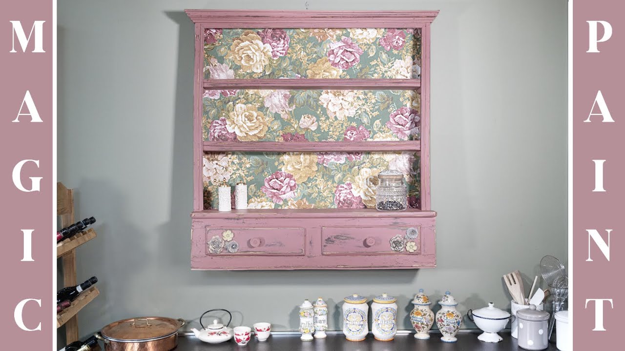 Restyling di una piattaia. Fregi dipinti a mano, carta da parati e decapè! DIY Elisa & Magic Paint.