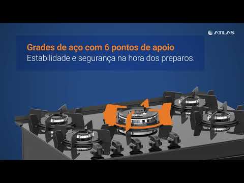Video thumbnail of Fogão de Piso Atlas Milão Fast Glass 5 Bocas com Mesa de Vidro e Tripla Chama Bivolt