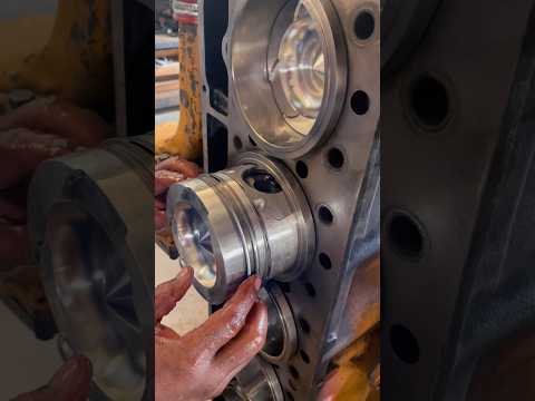 CAT 3306 Engine piston instalment. #caterpillarequipment #cat #excavator #cat330c #piston