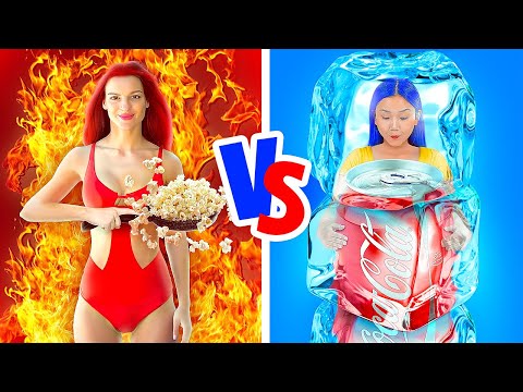 DESAFIO: COMIDA QUENTE VS COMIDA GELADA! || Desafios com Comidas Saborosas, por 123 GO! GOLD