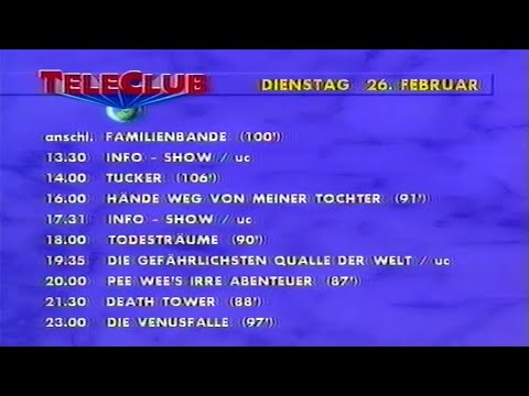 Teleclub, der Kinokanal - Programmtafel und Ident (1991)