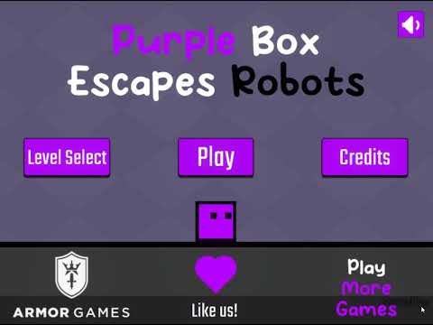 キューブのジャンプアクションゲーム Purple Box Escapes Robots ｜ 無料ブラウザゲーム｜アクションゲームの庵