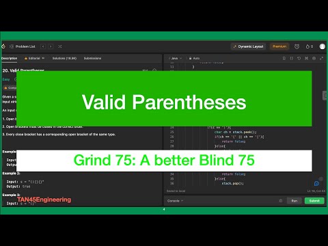 2 Valid Parentheses Problem Leetcode Java Grind 75 Coding Series