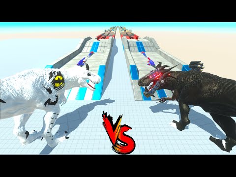 BATMAN T-REX vs PREDATOR T-REX  RACE BATTLE COMPETITION - Animal Revolt Battle Simulator