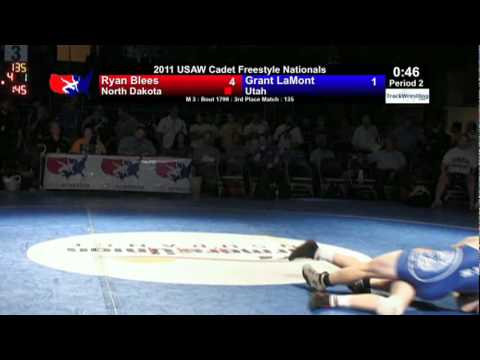 Cadet Freestyle 3rd 135 - Grant LaMont (UT) vs. Ryan Blees (ND)