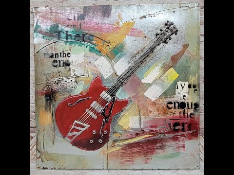 GUITAR JAZZ 3D MODERN ABSTRACT Painting Stretched