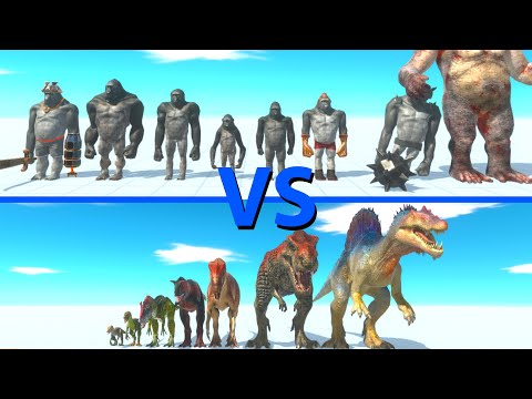 MUTANT PRIMATES Team vs CARNIVORE DINOSAURS Team - Animal Revolt Battle Simulator
