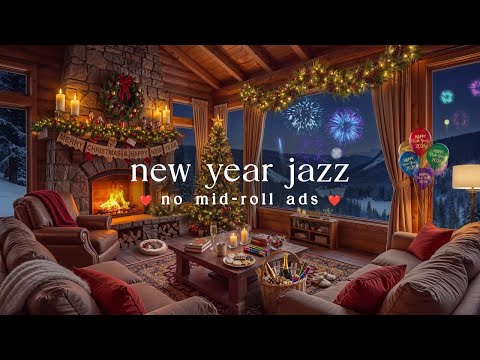🎆 New Year Jazz (NO MID-ROLL ADS) – Cozy Fireplace Ambience to Welcome 2026