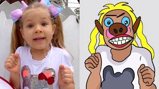 Download lagu Diana and Roma walk in the Dinosaur park & Museum of Illusions | funny drawing meme part 26 mp3