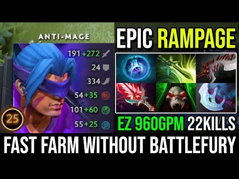 Epic Rampage Very Pro Anti Mage Crazy Fast Farm Witout Battlefury 960GPM 22Kills by Sumail Dota 2