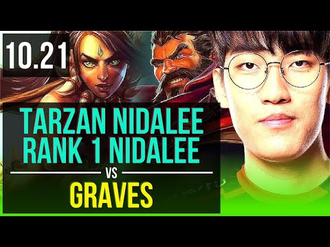 Tarzan NIDALEE vs GRAVES (JUNGLE) | Rank 1 Nidalee, Rank 6, KDA 8/4/16 | KR Challenger | v10.21