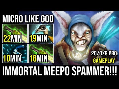 NEW MICRO GOD - The immortal Meepo Spammer 16Min Shotgun Farming All Over the Map by Railgun Dota 2