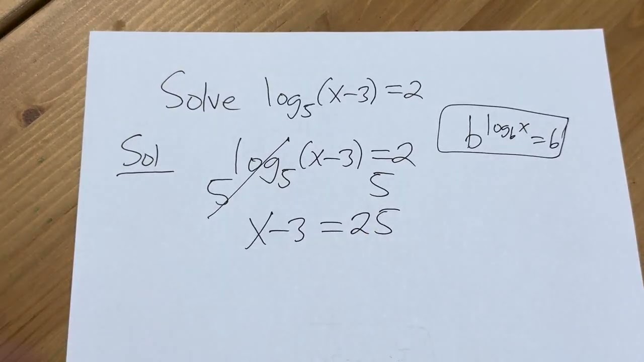 Solving a Logarithmic Equation with a Single Logarithm of Base 5 || Example with Exponentiation