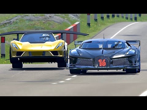 Bugatti Black Devil VGT vs Hennessey Venom F5 GTR at Highlands