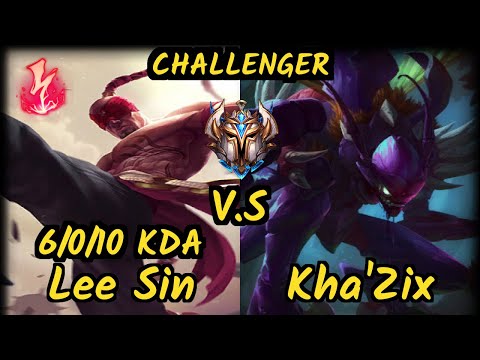 Tarzaned (LEE SIN) vs KHA'ZIX - 6/0/10 KDA JUNGLE CHALLENGER GAMEPLAY - NA
