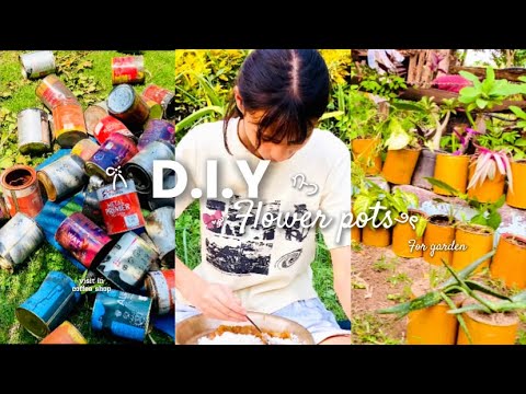 DIY FLOWERS POTS (tiny) || Garden vlog || Narmada’s garden ||