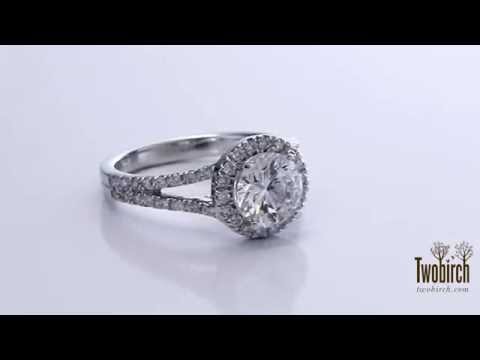 0.9 Ct. Split Shank Round Halo Engagement Ring - TwoBirch - TB-ENG-209-WG-G5H