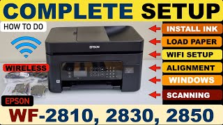 Epson WorkForce WF-2850 Setup, Install Ink, Load Paper, Wireless Setup Windows, Load Drivers, Scan !