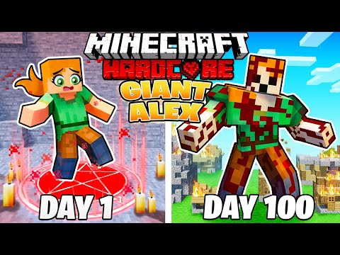 I Survived 100 DAYS as GIANT ALEX in HARDCORE Minecraft!
