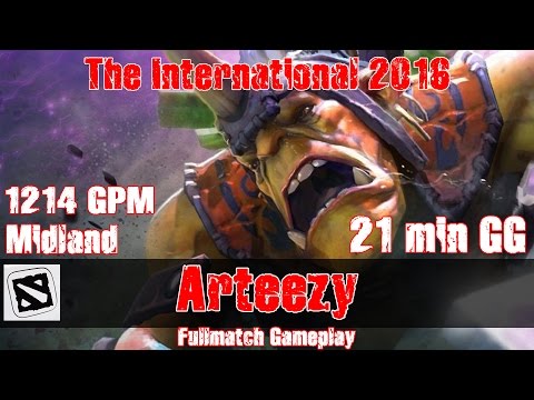 Arteezy plays Alchemist [MID] - 1214 GPM 21min GG - The International 2016 Open Qualifiers