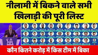 IPL 2022 Mega Auction All Sold Player List Name, Price And Team | Mega Auction Day-1 All Player List